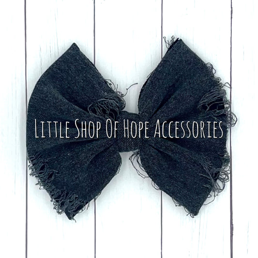 Black Distressed Bows + Headwraps