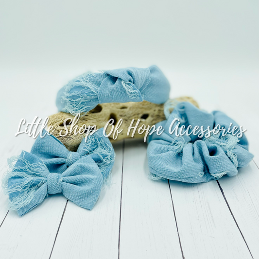 Blue Skies Distressed Bows + Headwraps