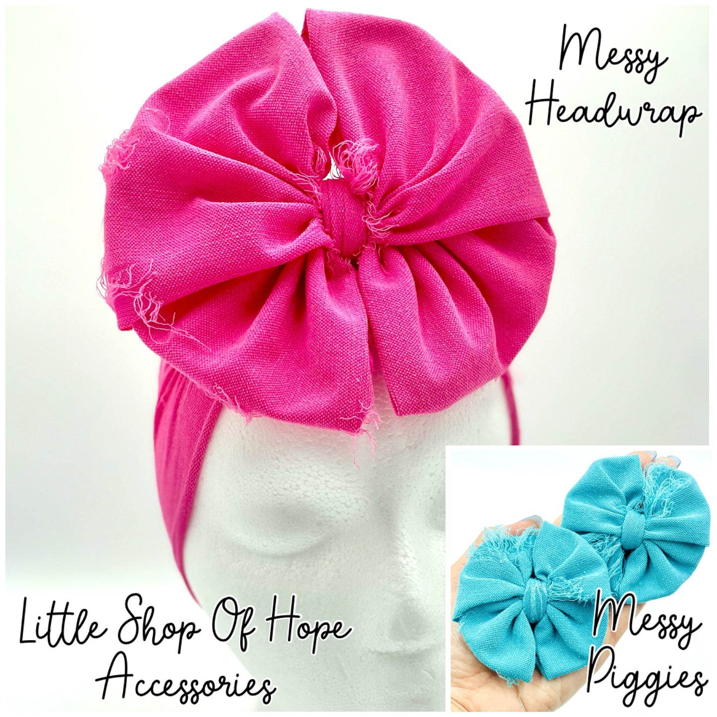 Distressed Messy Bow Piggies + Headwraps