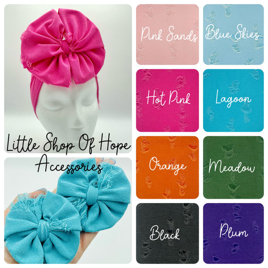 Distressed Messy Bow Piggies + Headwraps