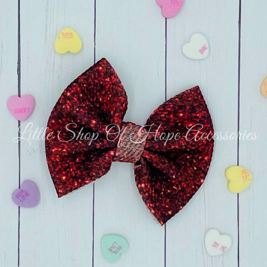 Red Faux Glitter Bows + Headwraps