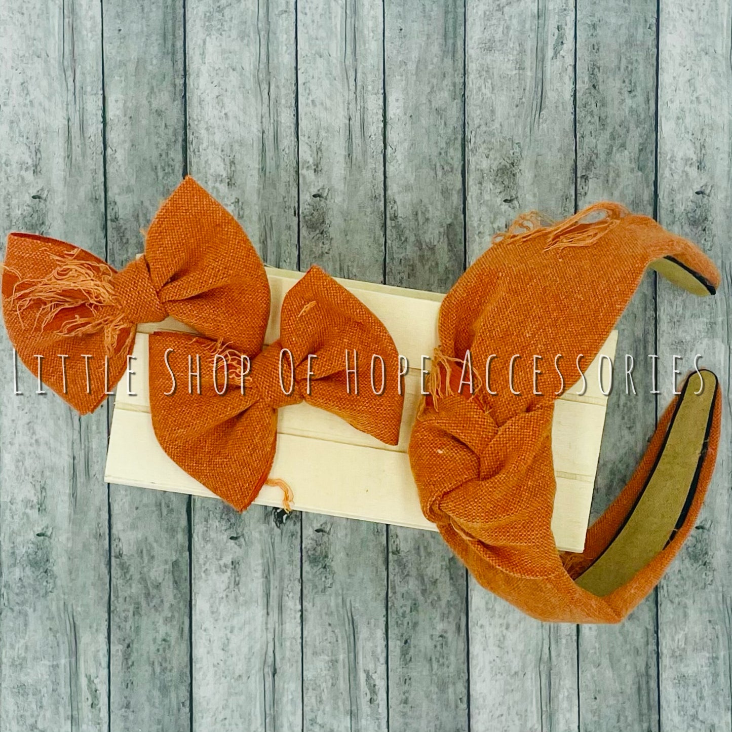 Orange Distressed Bows + Headwraps