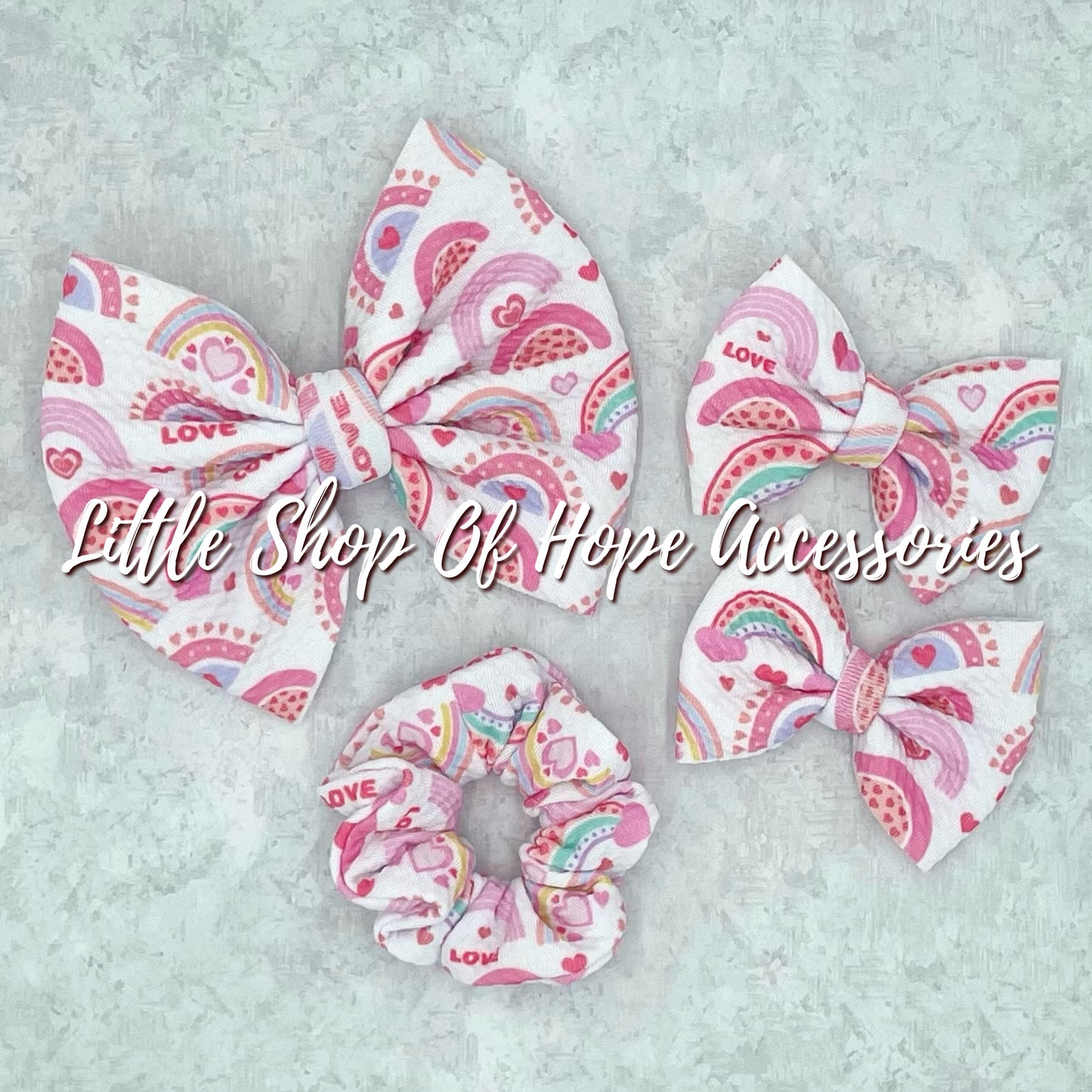 Rainbow Hearts Bows + Headwraps