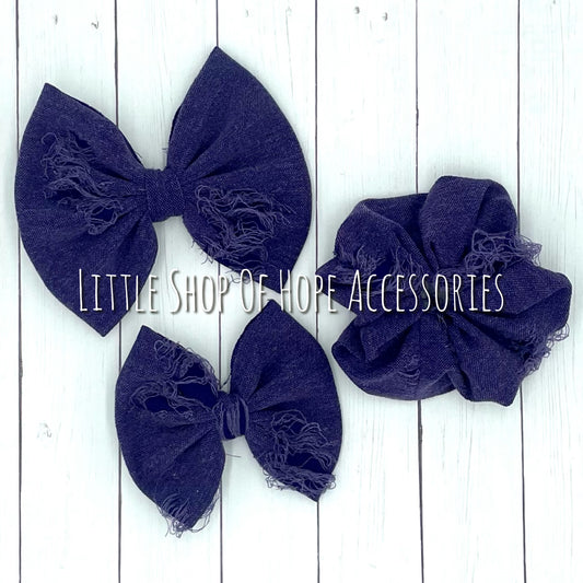 Plum Distressed Bows + Headwraps